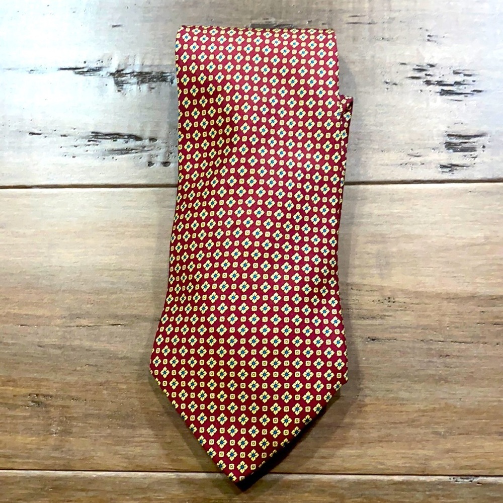 5 for $25 Pura Seta 100% Silk made in Italy red floral print‎